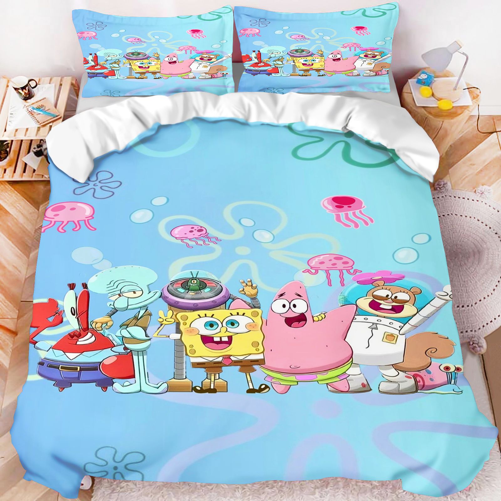 Linen Duvet Cover - Set di Biancheria da Letto SpongeBob