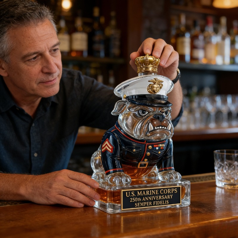 Glass Decanter Whiskey - Decanter per Whisky Bulldog del Corpo